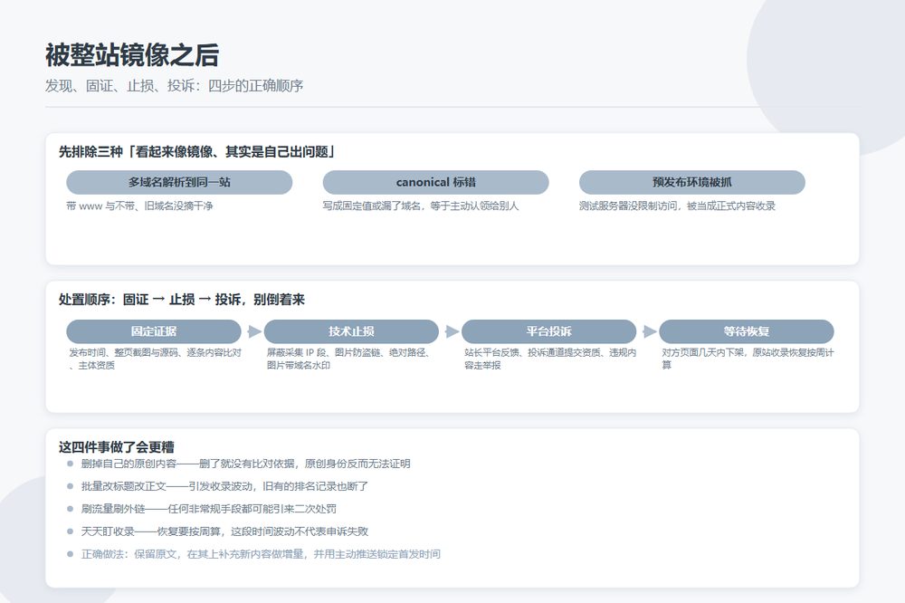 目录站被整站镜像之后：从发现到止损的四步，顺序别搞反