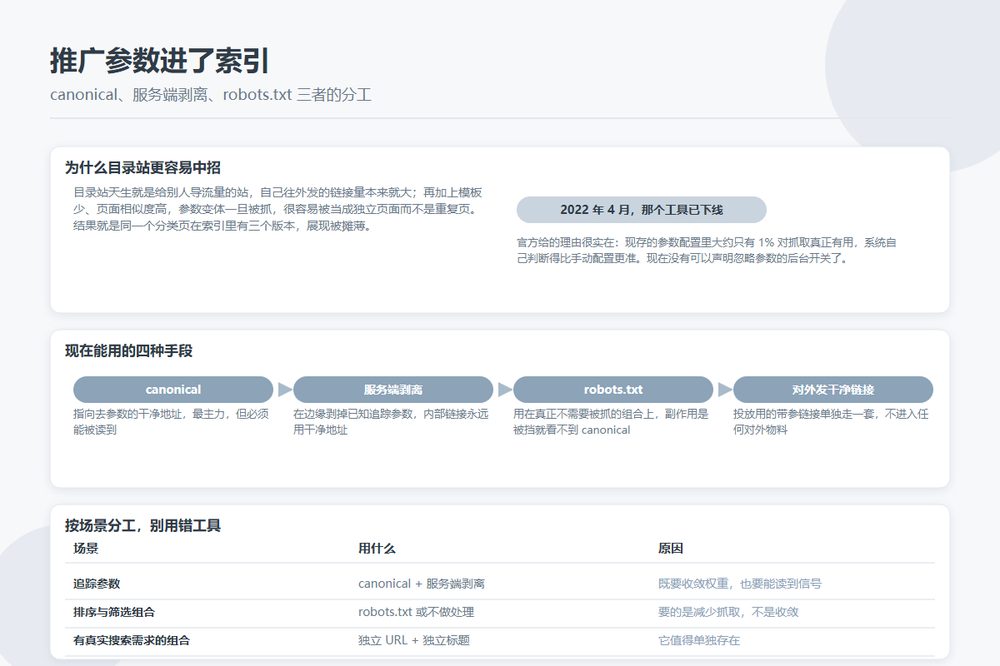 UTM 推广参数进入索引后的四种收敛手段