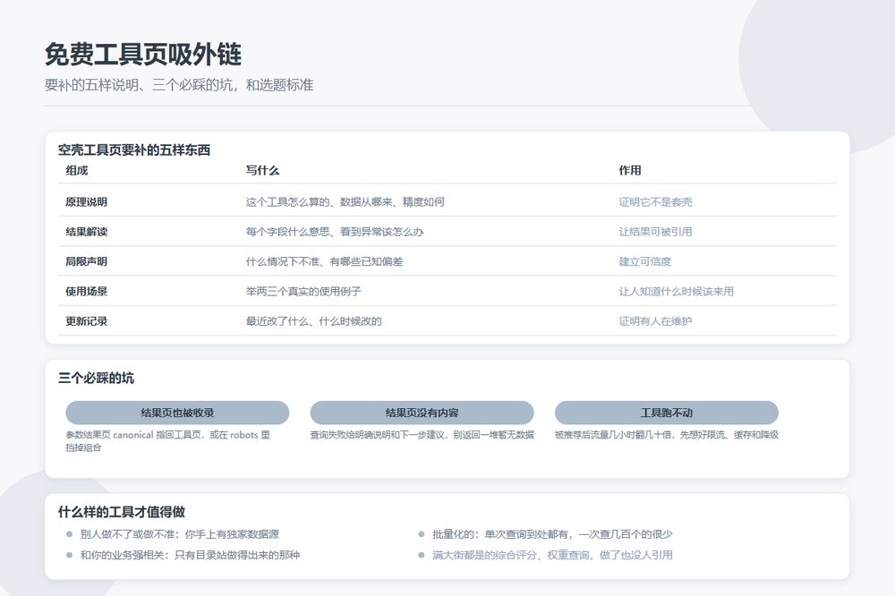 做个免费小工具吸外链：目录站的工具页怎么做才不像垃圾页