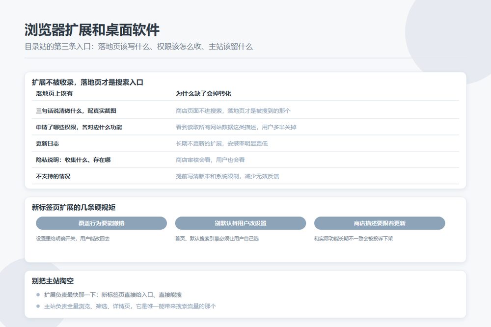 桌面软件和浏览器扩展：目录站的第三条入口