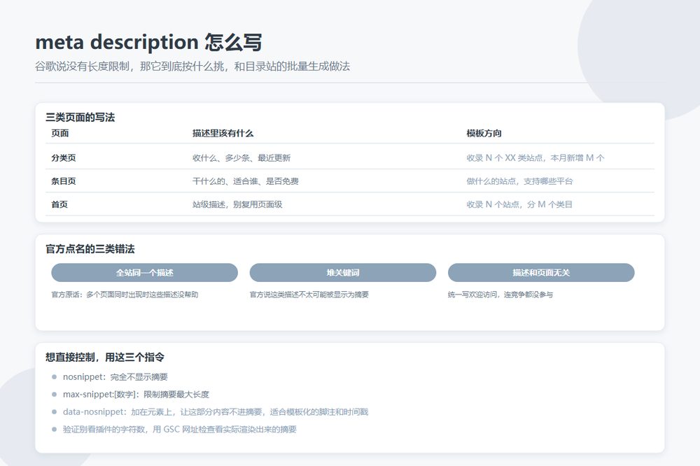 meta description 该怎么写：谷歌说没有长度限制，那它到底按什么挑
