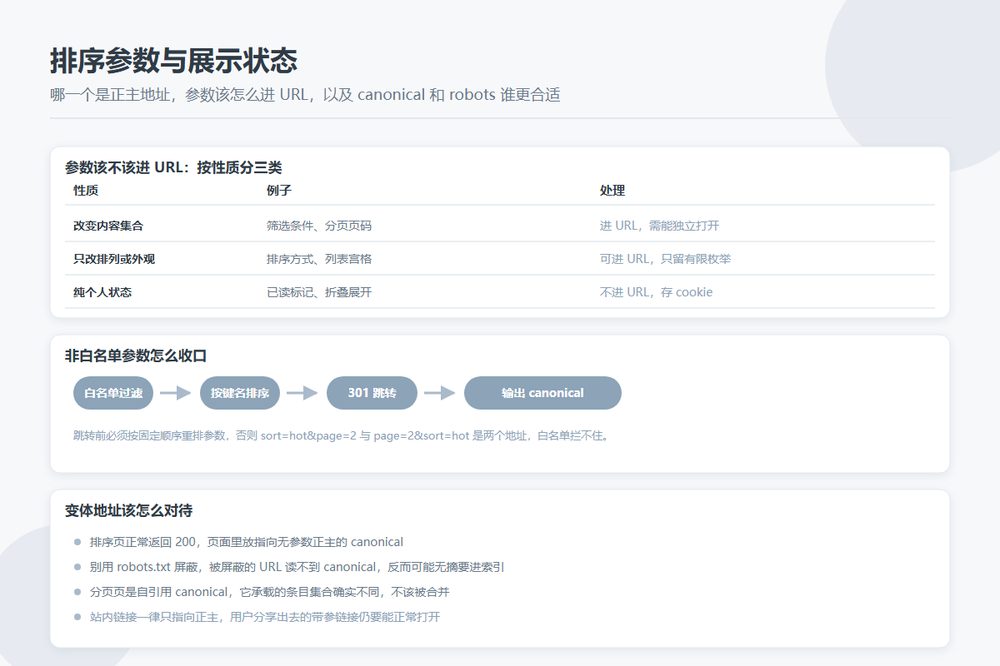 目录站列表页排序参数与展示状态的处理方式