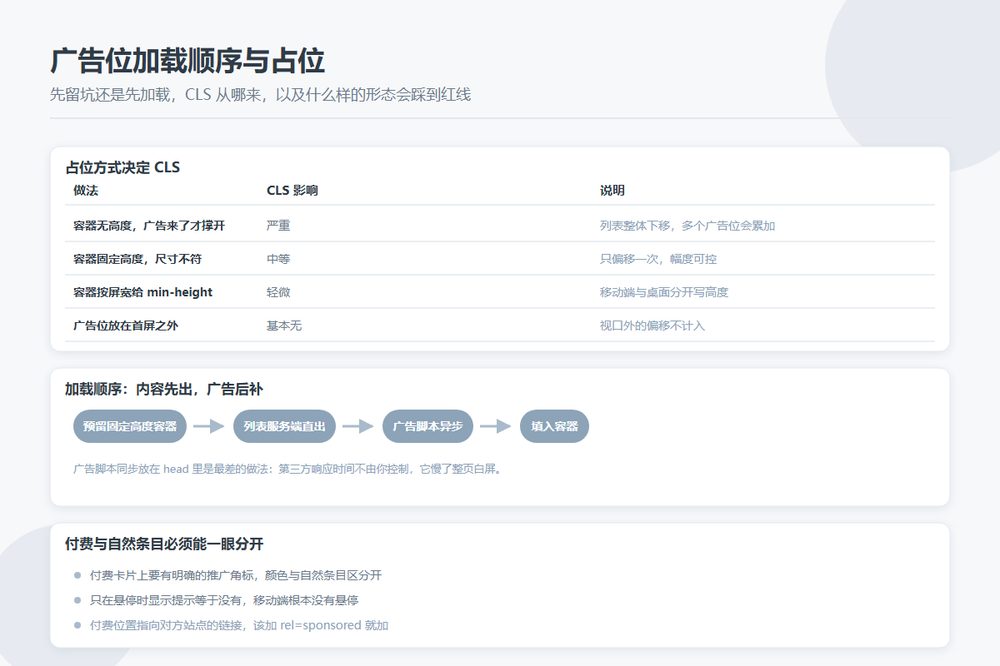 目录站广告位加载顺序、占位与竞价位安排