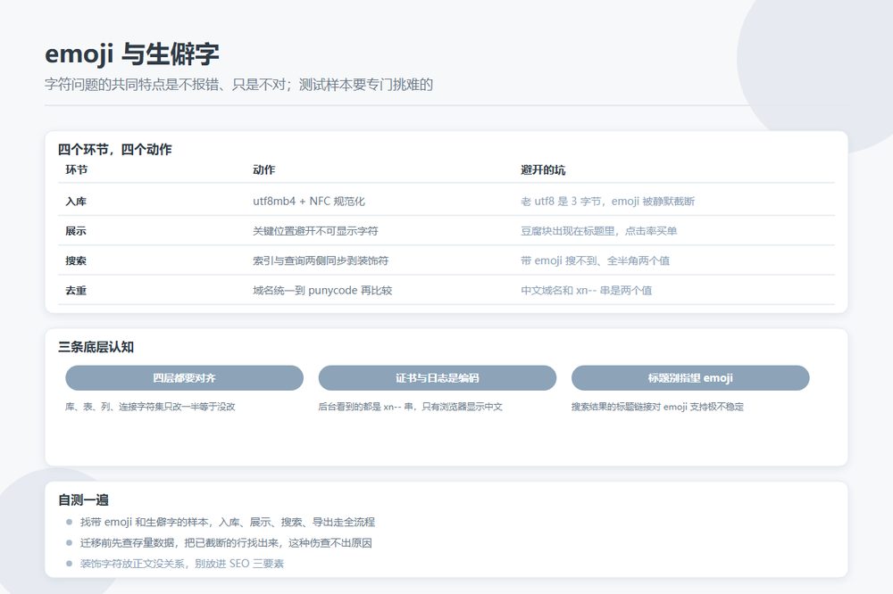 站点名带 emoji 和生僻字：目录站字符集的四个坑，从 utf8mb4 说到豆腐块