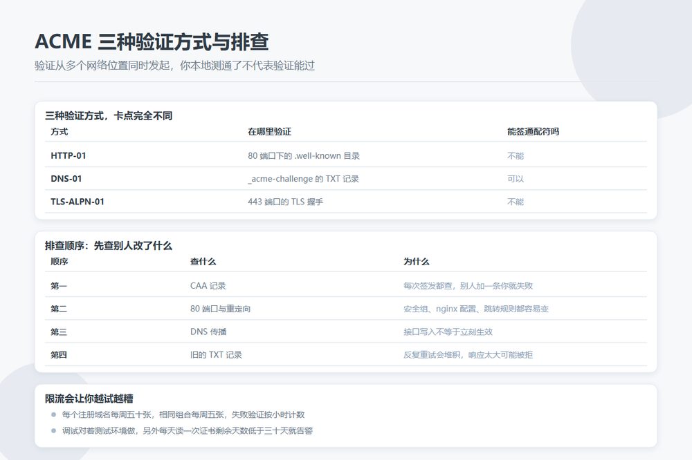 ACME 三种验证方式与续期失败排查