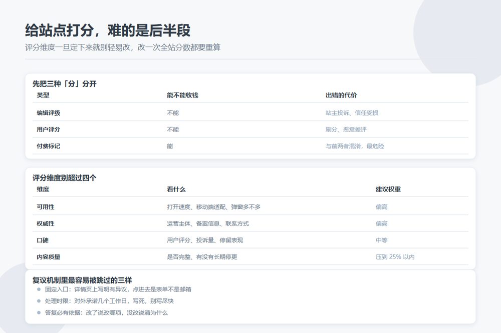 目录站站点评级体系与争议复议流程