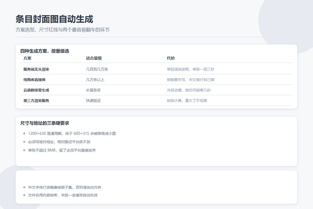 四种封面图生成方案的量级与代价对照