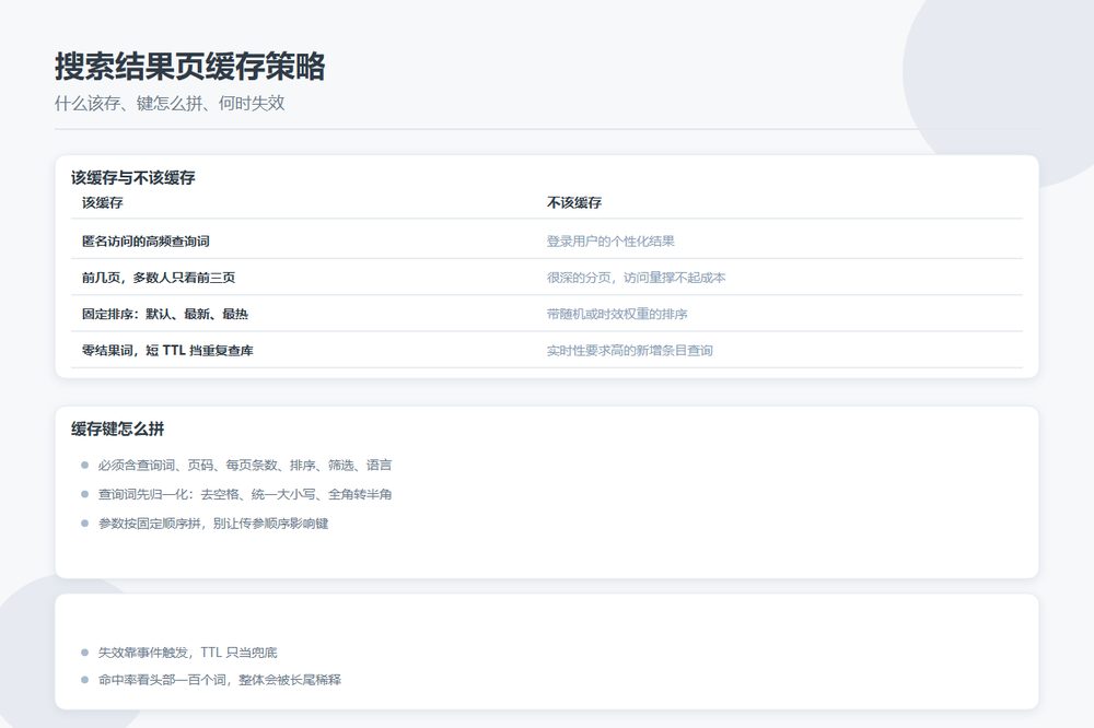 搜索结果页该缓存与不该缓存的场景对照
