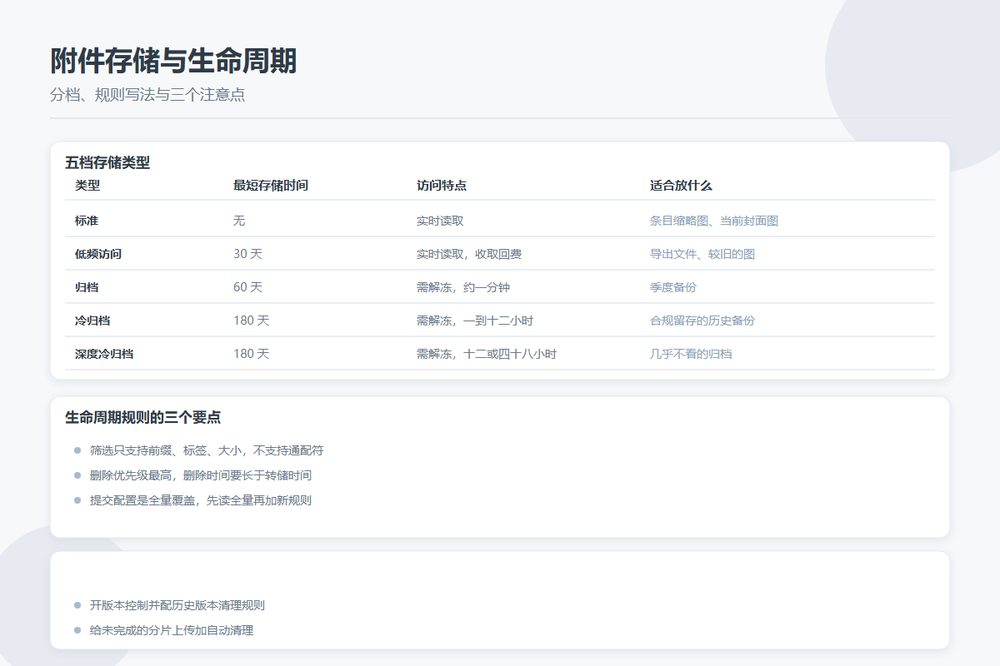 对象存储类型与生命周期规则要点对照