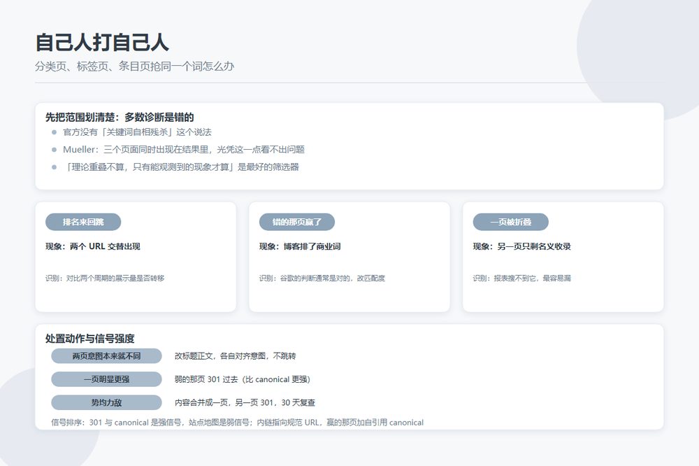 目录站三层页面抢同一个关键词的判定与处置