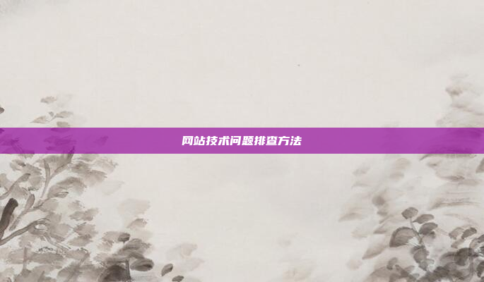 网站技术问题排查方法