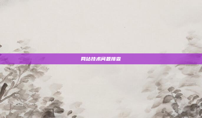网站技术问题排查