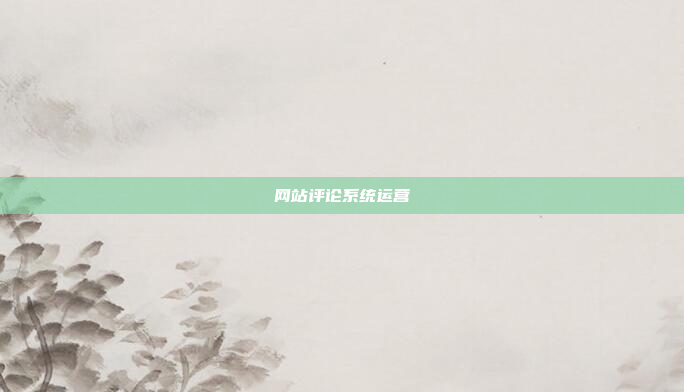 网站评论系统运营