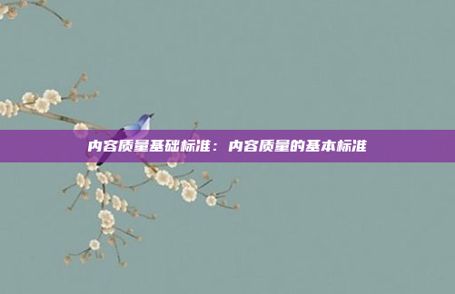 内容质量基础标准：内容质量的基本标准