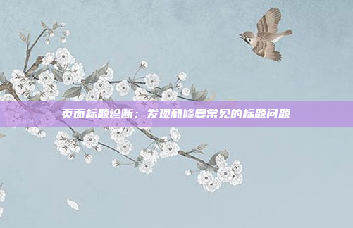 页面标题诊断：发现和修复常见的标题问题