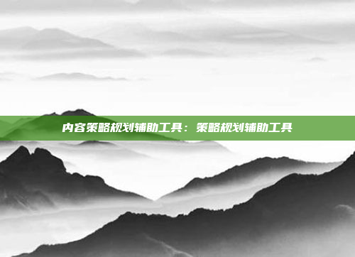 内容策略规划辅助工具：策略规划辅助工具