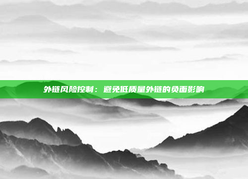 外链风险控制：避免低质量外链的负面影响