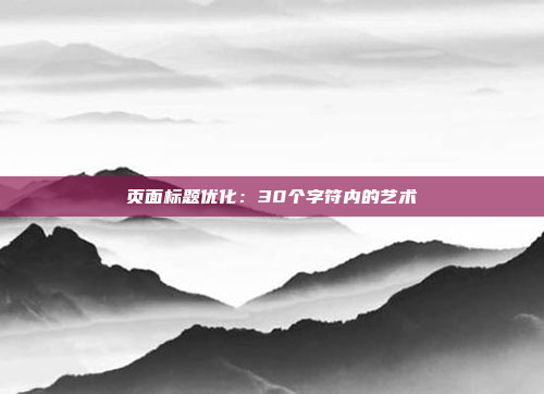页面标题优化：30个字符内的艺术