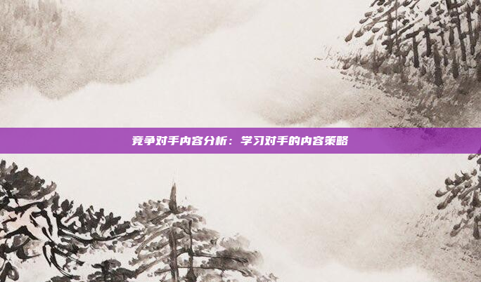 竞争对手内容分析：学习对手的内容策略