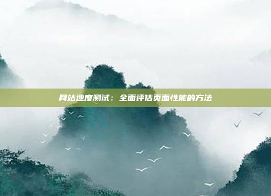 网站速度测试：全面评估页面性能的方法