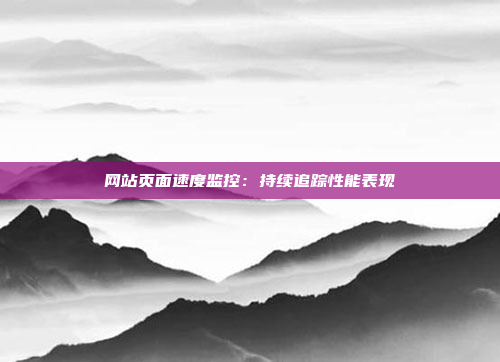 网站页面速度监控：持续追踪性能表现