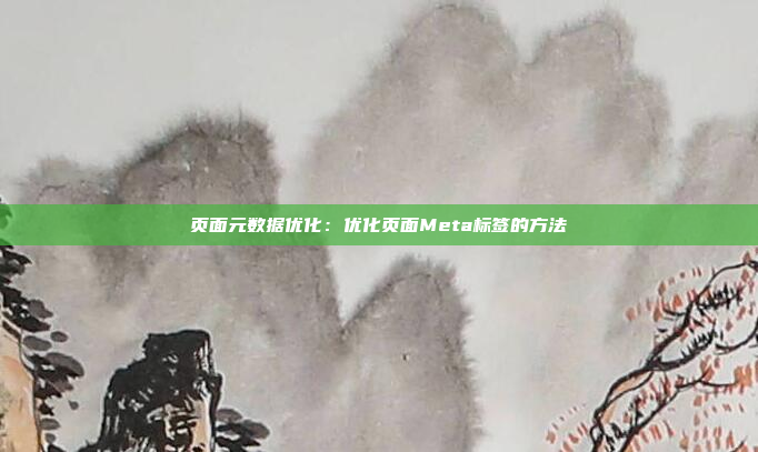 页面元数据优化：优化页面Meta标签的方法
