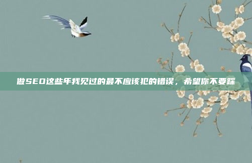 做SEO这些年我见过的最不应该犯的错误,希望你不要踩