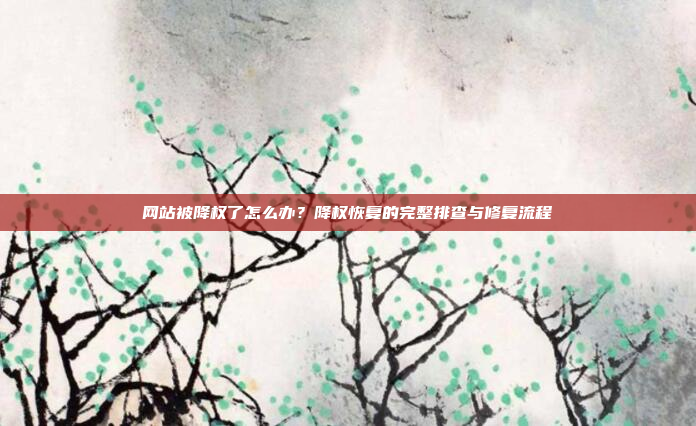 网站被降权了怎么办?降权恢复的完整排查与修复流程