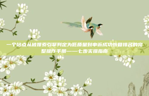 一个站点从被搜索引擎判定为低质量到申诉成功恢复排名的完整操作手册——七步实操指南
