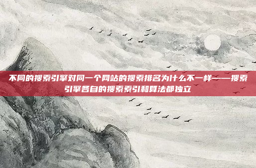 不同的搜索引擎对同一个网站的搜索排名为什么不一样——搜索引擎各自的搜索索引和算法都独立