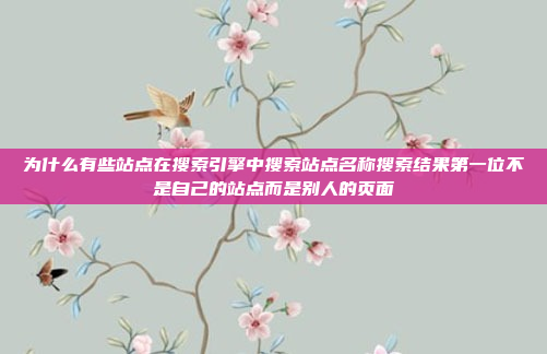 为什么有些站点在搜索引擎中搜索站点名称搜索结果第一位不是自己的站点而是别人的页面