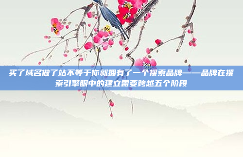 买了域名做了站不等于你就拥有了一个搜索品牌——品牌在搜索引擎眼中的建立需要跨越五个阶段