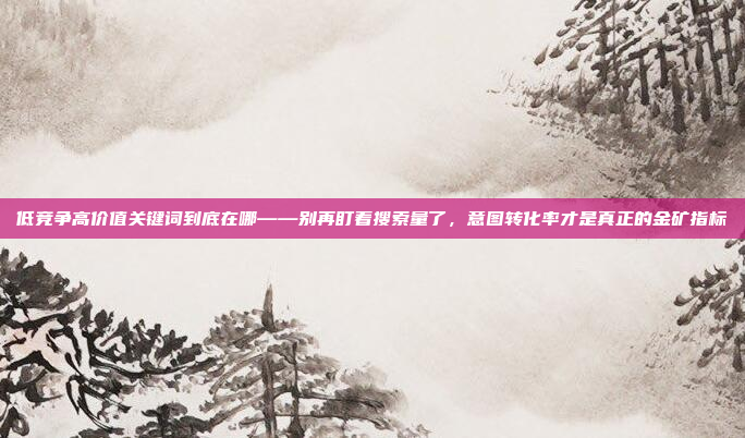 低竞争高价值关键词到底在哪——别再盯着搜索量了,意图转化率才是真正的金矿指标