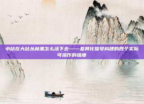 小站在大站丛林里怎么活下去——差异化信号构建的四个实际可操作的维度