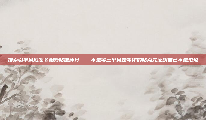 搜索引擎到底怎么给新站做评分——不是等三个月是等你的站点先证明自己不是垃圾