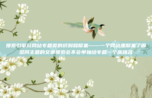 搜索引擎对网站专题页的识别和聚集——一个网站里聚集了很多同主题的文章搜索会不会单独给专题一个高排名