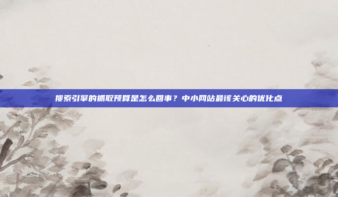 搜索引擎的抓取预算是怎么回事？中小网站最该关心的优化点