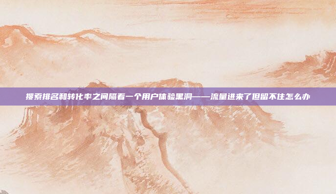 搜索排名和转化率之间隔着一个用户体验黑洞——流量进来了但留不住怎么办