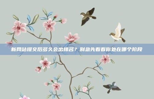 新网站提交后多久会出排名?别急先看看你处在哪个阶段