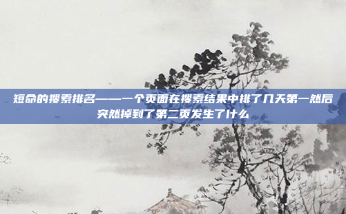 短命的搜索排名——一个页面在搜索结果中排了几天第一然后突然掉到了第二页发生了什么