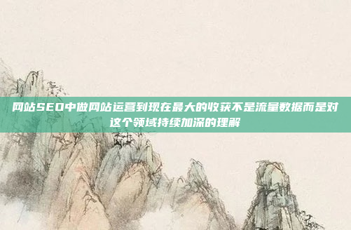 网站SEO中做网站运营到现在最大的收获不是流量数据而是对这个领域持续加深的理解