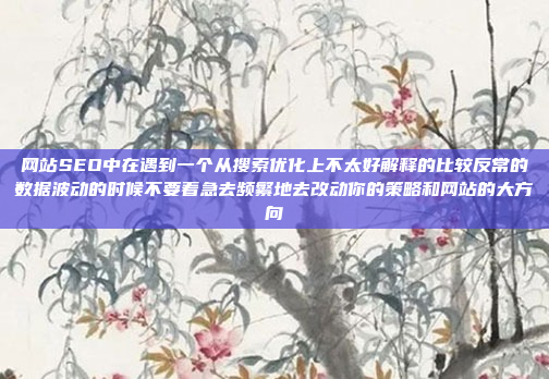 网站SEO中在遇到一个从搜索优化上不太好解释的比较反常的数据波动的时候不要着急去频繁地去改动你的策略和网站的大方向