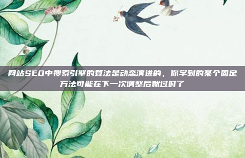 网站SEO中搜索引擎的算法是动态演进的,你学到的某个固定方法可能在下一次调整后就过时了