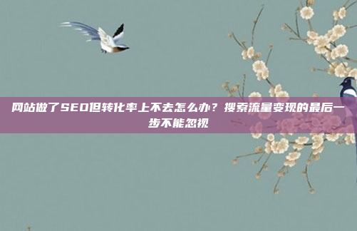 网站做了SEO但转化率上不去怎么办?搜索流量变现的最后一步不能忽视