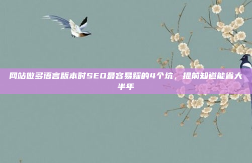 网站做多语言版本时SEO最容易踩的4个坑,提前知道能省大半年