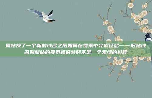 网站换了一个新的域名之后如何在搜索中完成迁移——旧站域名到新站的搜索权值转移不是一个无缝的过程