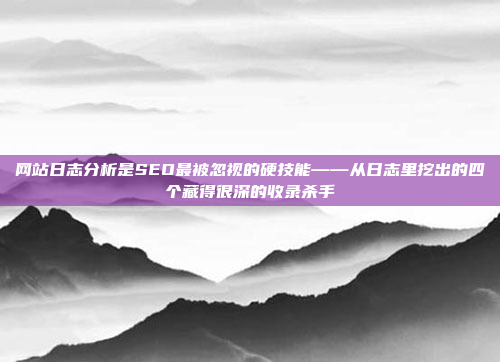 网站日志分析是SEO最被忽视的硬技能——从日志里挖出的四个藏得很深的收录杀手