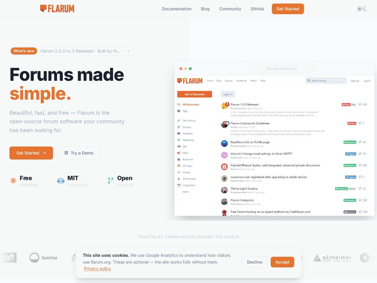The extensible community framework - Flarum