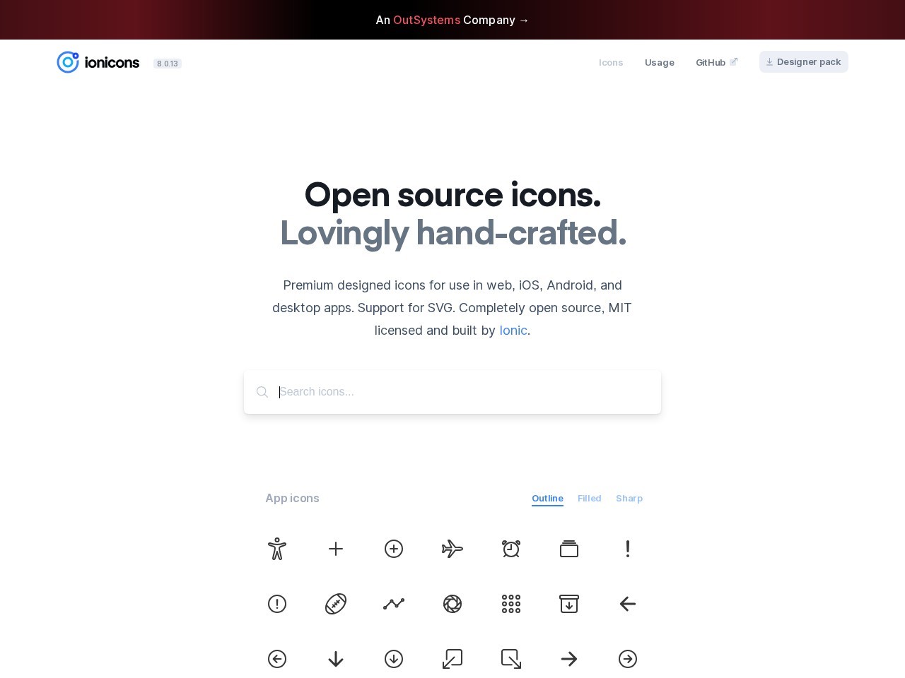 Ionicons: Premium Open Source Icon Pack for Ionic Framework - Ionicons is an open-sourced, and MIT-licensed icon pack. Download our pr